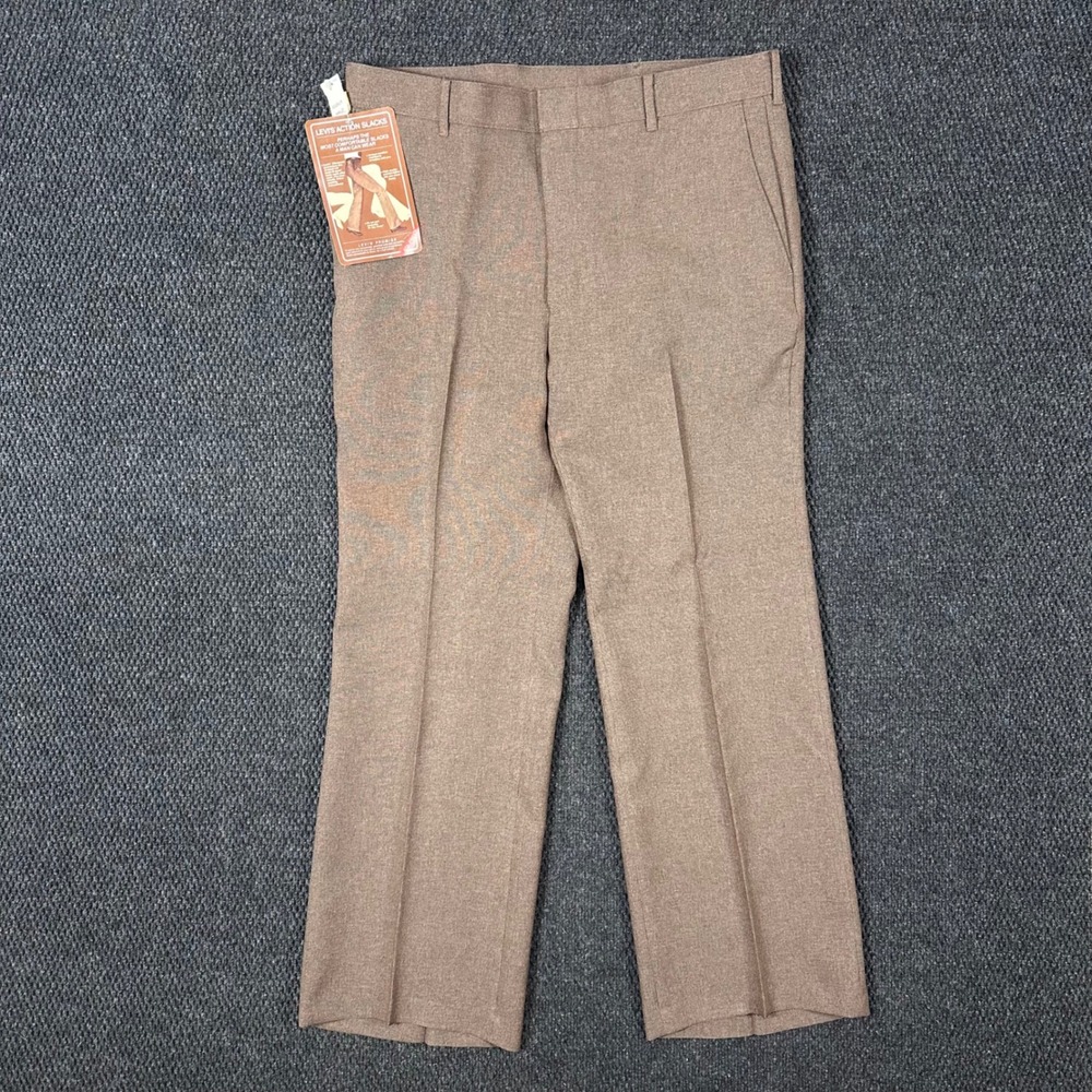 Vintage 70's Levi's Action Slacks NOS Mens 36x29 Brown Sta-Prest Trousers